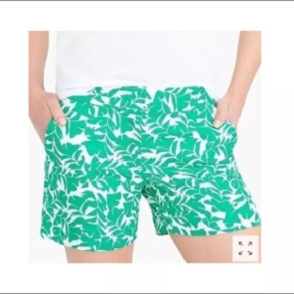 J Crew Printed Green White Basketweave Shorts Sz 2 - Picture 4 of 10